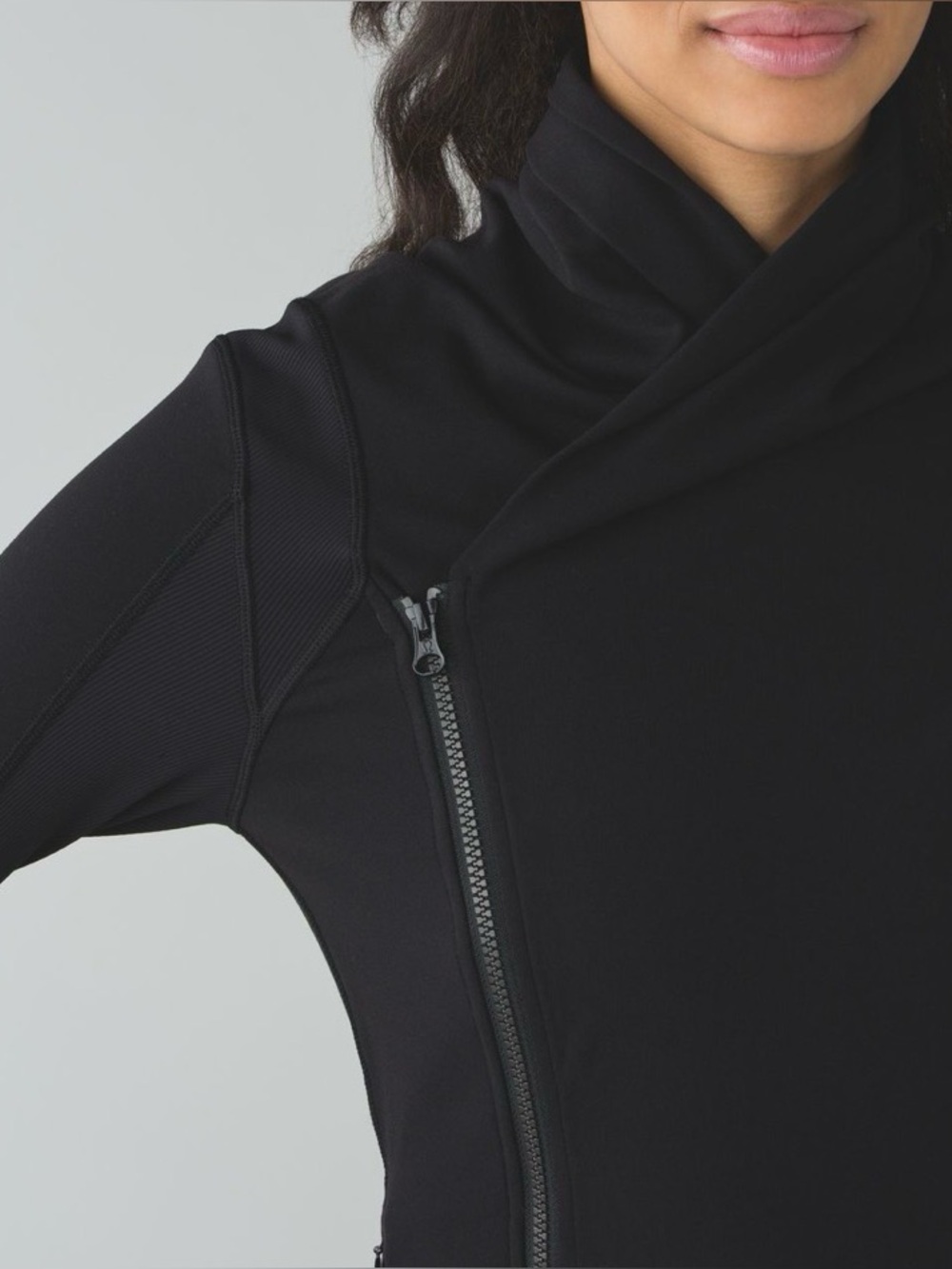 lululemon athletica Black Asymmetrical Zip Jacket Thumbhole Cuffs - Picture 5 of 12